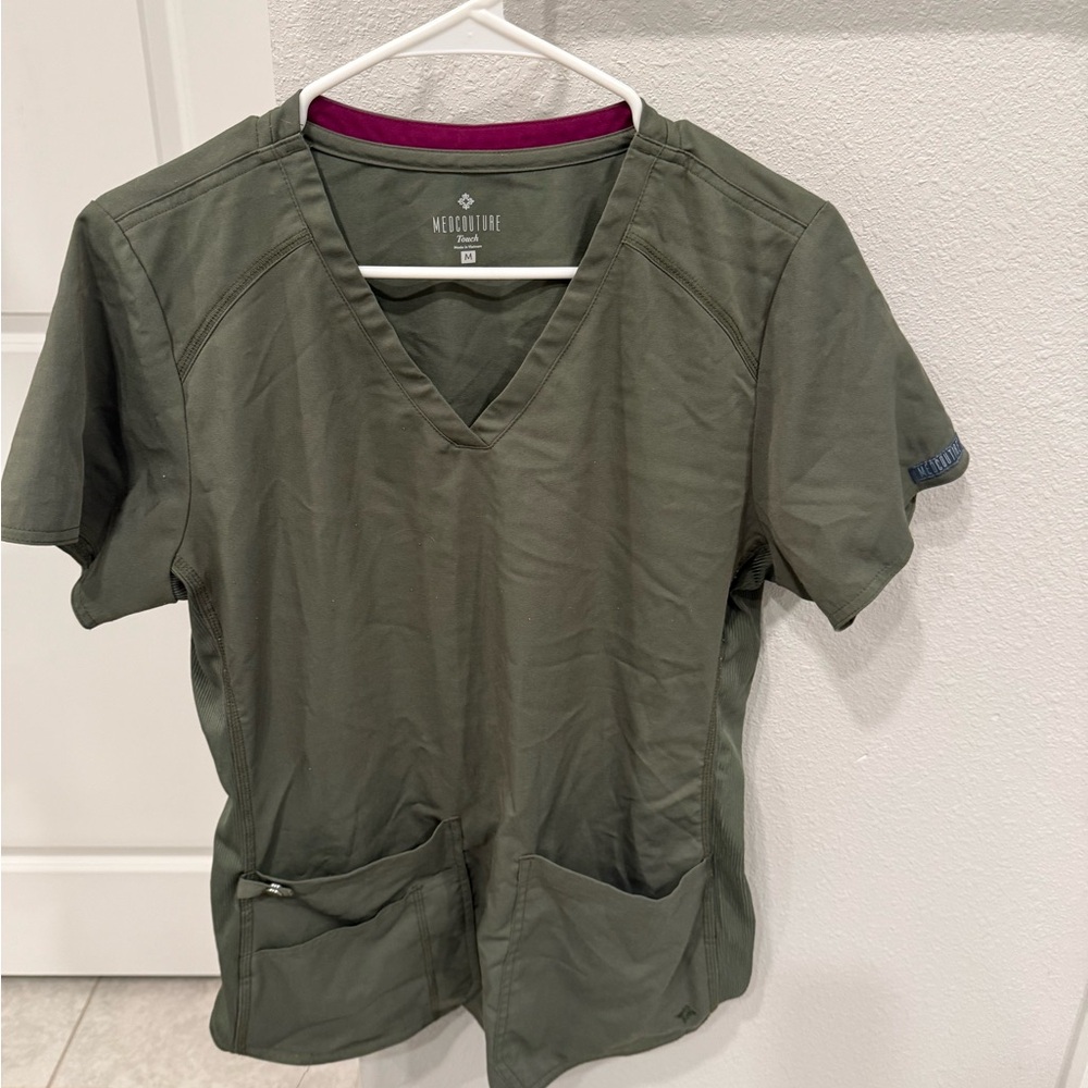 Med Couture Forest Green Scrub Top